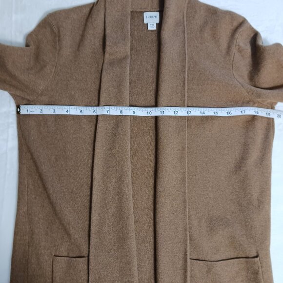 J. Crew Open Front Cardigan, Maple Brown, Med-Petite, Front Pockets, 100% Cotton - Picture 7 of 13